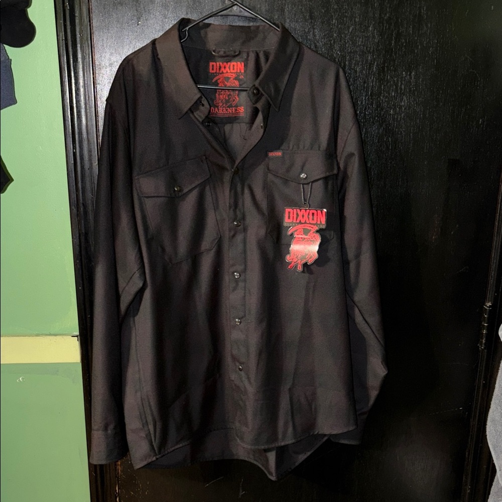 Dixxon Darkness Black Button-Down Work Shirt With… - image 1